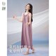 軒靚【帶胸墊】吊帶睡裙女夏莫代爾超長裙無袖睡衣冰絲涼感連衣裙 64383霧紫【固定胸墊】 L