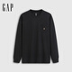 GAP2025秋季新款小熊刺繡口袋休閑T恤 男女同款 黑色 L (175/96A)亞洲尺碼