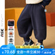 ASK JUNIOR兒童褲子秋秋款?yuàn)W利絨束腳褲可愛(ài)裝飾寶寶男童長(zhǎng)褲 藏青色 120