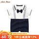 Auro Mesa 嬰兒衣服夏季哈衣連體衣短袖男寶寶假背帶紳士百日周歲生日禮服 領(lǐng)結(jié)款 90cm/1-2T
