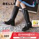百麗（Belle）七夕禮物休閑舒適騎士靴女商場同款真皮顯瘦長筒靴3NC72DG4 黑色 38 (240mm)