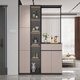 優(yōu)慕帝實(shí)木玄關(guān)柜鞋柜一體入戶(hù)客廳沙發(fā)擋柜歐式玻璃屏風(fēng)隔斷柜置物架 左柜【奶灰色+深灰色】長(cháng)120 兩種玻璃可選，需聯(lián)系客服