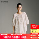 艾諾絲雅詩【商場同款】夏季新品時尚立體圓圈花朵雪紡衫上衣女30535045 白色 S