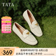 他她（TATA）平底樂福鞋小金豆2025夏季新款女白色小皮鞋單鞋女 米白 34