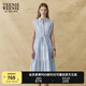Teenie Weenie小熊女裝連衣裙2025夏季新款清新氣質(zhì)通勤素雅無(wú)袖裙 淺藍(lán)色 M