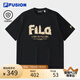 FILA FUSION斐樂(lè)潮牌男子針織短袖衫2025春季新款抗菌休閑寬松純棉T恤 正黑色-BK 2XL