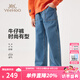 英氏（YEEHOO）兒童褲子男童牛仔褲秋季時(shí)尚休閑直筒褲秋裝新款闊腿褲中大童裝 直筒牛仔淺藍(lán) 160