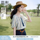 香影波西米亞度假風(fēng)藍(lán)色碎花襯衫女夏2025新款含亞麻圓領(lǐng)上衣小衫 航線藍(lán) 襯衫 M 160/84A/95-110斤