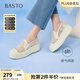 百思圖2025夏季新款復古網(wǎng)紗漁夫鞋厚底一腳蹬女單鞋B7809BA5 米色 38