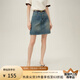 范思藍恩學(xué)院風(fēng)牛仔半身裙女2024新款夏季a字高腰短裙24FS12171 牛仔藍 L