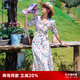 歌莉婭真絲茶歇法式連衣裙女夏裝19姆米桑蠶絲氣質(zhì)裙子124R4K930 06D杏底印花 M