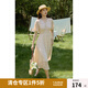 獨束大碼女裝甜美氣質(zhì)高腰碎花連衣裙夏季新品微胖mm優(yōu)雅簡約裙子 米玫瑰 M (尺碼：1) (尺碼：1)
