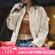 馬登女裝 美式棉籽殼牛仔外套休閑寬松設(shè)計(jì)感小眾純棉丹寧夾克秋季 米白色 馬登工裝 S