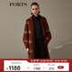 PORTS寶姿 新品女裝簡約格紋中長款雙面呢大衣LN9C034JFF119 焦糖棕 L (8)