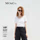 MO&Co.2023春季新品簡(jiǎn)約U領(lǐng)原創(chuàng)膠章簡(jiǎn)約短袖T恤MBC2TEET11打底moco 漂白色 L 170
