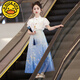 G.DUCKKIDS漢服女童馬面裙套裝2024新款兒童夏季連衣裙春夏大童女裝國(guó)風(fēng)裙子 套裝【短袖上衣+藍(lán)色馬面裙】 150cm