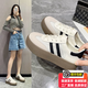 百麗踏時(shí)尚小白鞋女休閑女鞋2025年新款德訓(xùn)鞋平底阿甘鞋子 D-3米白網(wǎng)面 38
