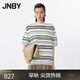JNBY/江南布衣25夏新品毛針織衫短袖套頭前衛趣味寬松5P5314050 189/白底黑條 S