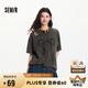 森馬（Semir）短袖T恤女中長款做舊oversize夏2025蝴蝶結破洞衣服109325100036