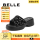 百麗（Belle）厚底拖鞋女商場(chǎng)同款時(shí)尚亮片休閑拖鞋B3U1DBT4 黑色 38 (240mm)