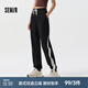 森馬褲女設(shè)計(jì)感字母拼色衛(wèi)褲個(gè)性春小眾拼接束腳長褲女生酷 黑色90001 L