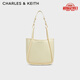 CHARLES&KEITH25夏新品大容量通勤單肩托特包子母包七夕禮物CK2-30782647 Butter Yellow奶油黃色 M