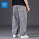 真維斯（Jeanswest）牛仔褲男春秋季新款寬松直筒加肥加大碼運動(dòng)胖子肥佬彈力長(cháng)褲子男 煙灰色 42