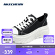斯凱奇（Skechers）休閑鞋四季低幫綁帶厚底緩震耐磨增高健步帆布鞋女鞋177435