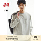 H&M男裝衛(wèi)衣2025秋季新款圓領(lǐng)寬松復(fù)古水洗套頭長(zhǎng)袖上衣1271720 灰綠色 L 175/108