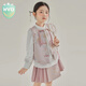 WVD國際品牌馬面裙女童漢服套裝春秋2025新款中國風(fēng)兒童唐裝中式女大童三件套 ZY三件套馬甲+襯衫+百褶裙粉色 Z 110