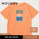 moussy 秋季女裝新款中性風(fēng)趣味印花休閑短袖T恤女010GSL90-0370 130橙色 00020/F