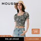 moussy 女裝新款甜美風(fēng)花卉花紋方領(lǐng)抽褶襯衫女028GAZ30-5830 167混合灰色 S 00001