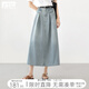 對白復(fù)古淺藍(lán)色牛仔半身裙女夏2025新款梨型身材顯瘦中長款A(yù)字裙 復(fù)古牛仔藍(lán) L