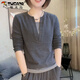 啄木鳥(niǎo)純棉假兩件長(cháng)袖T恤女春秋季氣質(zhì)韓版設計感紐扣寬松百搭打底小衫 灰色紐扣【純棉好質(zhì)量】 2XL 140-160斤