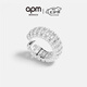 APM Monaco 幾何密鑲耳夾無(wú)耳洞耳骨夾銀白色精致飾品七夕禮物 銀白色密鑲耳夾
