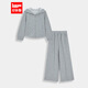 IEFMINI【愛(ài)依服童裝】2025秋季新款韓系洋氣休閑風(fēng)女童上下套褲 灰 160
