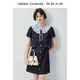 VEGA CHANG大碼女裝襯衫連衣裙新款復(fù)古短袖裙子夏季梨形微胖mm短款裙子 丹寧色 L