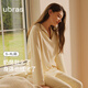ubras【劉雯同款】奶酪絨刺繡翻領(lǐng)套頭長(cháng)袖長(cháng)褲套裝睡衣女家居服 女套頭款-奶酪黃色 M