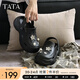 他她（TATA）黑色包頭拖鞋女厚底洞洞鞋女外穿半拖涼鞋2025夏7H801BH5 黑色 37-38