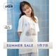 gelatopique七夕禮物25夏季新品女睡衣海豹印花短袖T恤PWCT252206 灰白色 均碼