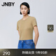 JNBY/江南布衣春秋T恤通勤風(fēng)休閑舒適簡約修身圓領(lǐng)短袖5O1110420 284/杏色 L