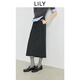 LILY可機(jī)洗2025秋新款含羊毛不易掉色格雷系職業(yè)通勤深色直筒裙女 509深灰 M