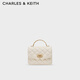 CHARLES&KEITH25秋季新品菱格鏈條手提斜挎包小方包包女包七夕禮物CK2-50701608 Cream奶白色 S