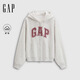 GAP女裝2025秋季新款毛巾繡logo抓絨寬松拉鏈連帽衛衣外套829621