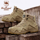 西域駱駝（VANCAMEL）男鞋登山鞋2025冬季徒步戰術(shù)靴防水防滑戶(hù)外越野工裝靴御寒雪地靴 卡其高幫款 【官方正品】 43