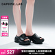 DAPHNE LAB【增高8公分】棒棒糖厚底拖鞋 女士涼拖鞋二代一片拖 25夏高顏值 黑色 【贈大花配件】 36