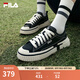 斐樂（FILA）官方LOOP女鞋帆布鞋新款休閑運動鞋小白鞋板鞋斷層鞋 黑-BK 37.5