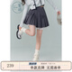 紫涵（ZIHAN）紫涵蝴蝶結(jié)高腰百褶裙女秋季甜美學(xué)院風(fēng)網(wǎng)紗A字半身短裙 深灰 L