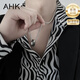 AHK指環(huán)鈦鋼項(xiàng)鏈男潮流吊墜時(shí)尚首飾品七夕情人節(jié)禮物送男朋友老公 【經(jīng)典黑白】+品牌定制禮盒