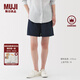 無印良品（MUJI）女式 水洗 平紋 短褲 休閑 褲子女款夏季款女裝中褲 外穿 深藏青色5S M (160/66A)
